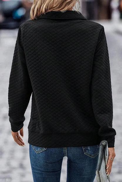 Cozy Versatility: Half Zip Collar Solid Color Sweatshirt-Sweat Shirts and Hoodies-Evelyns Fashion