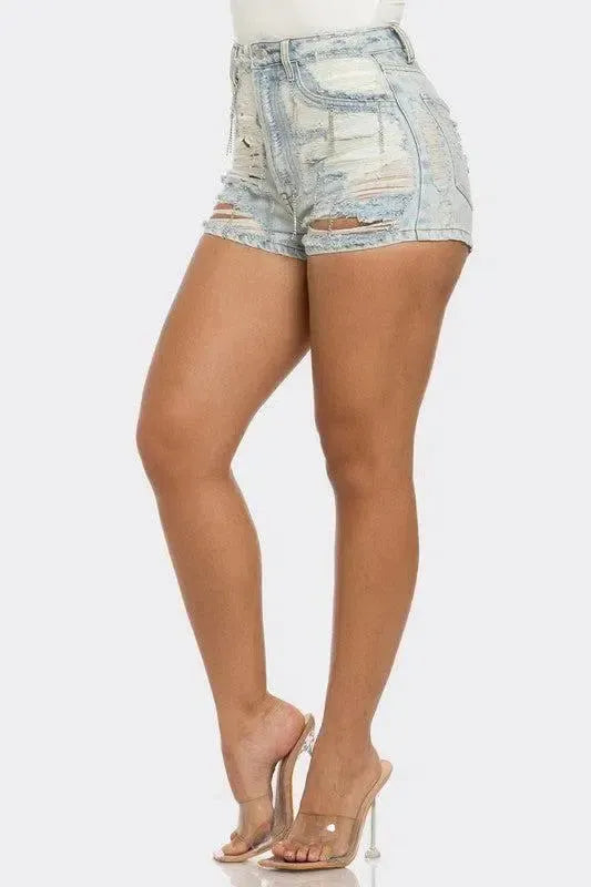 Dare to Be Bold: Rebel Spirit Denim Shorts-Apparel & Accessories-Evelyns Fashion