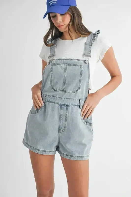 Denim Overall Romper-Apparel & Accessories-Evelyns Fashion