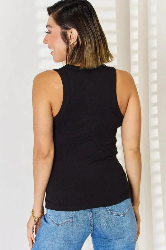 Discover Comfort: Zenana's Square Neck Racerback-Tank Tops-Evelyns Fashion