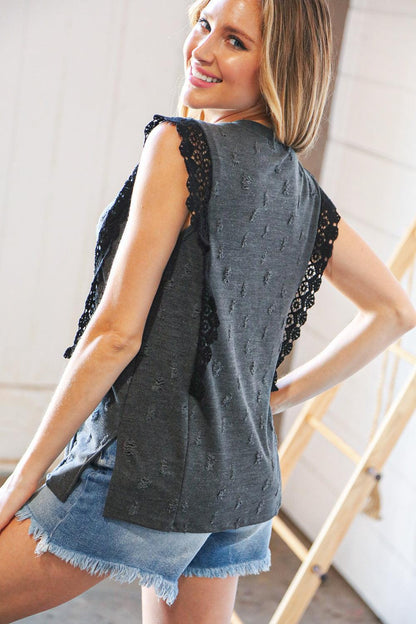 Distressed Sleeveless Top-Sleeveless-Evelyns Fashion