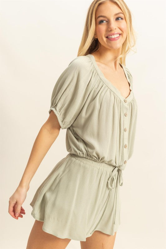 Drawstring Hem Short Sleeve Top & Skort Set-Short Sleeve Blouse-Evelyns Fashion