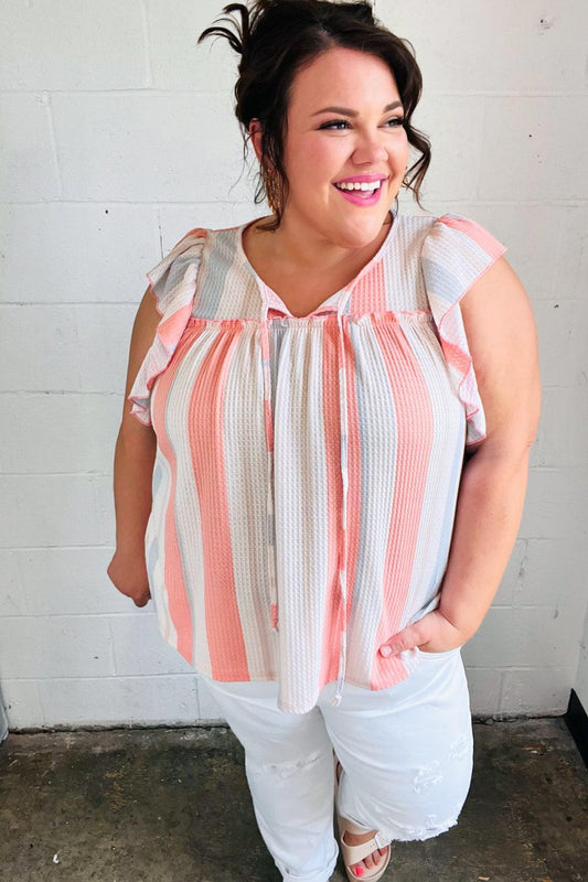 Effortless Charm: Soft Front Tie Babydoll Top-Short Sleeve Blouse-Evelyns Fashion