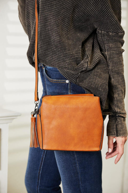 Effortless Style: Crossbody Bag with Tassel Accent-handbags-Evelyns Fashion