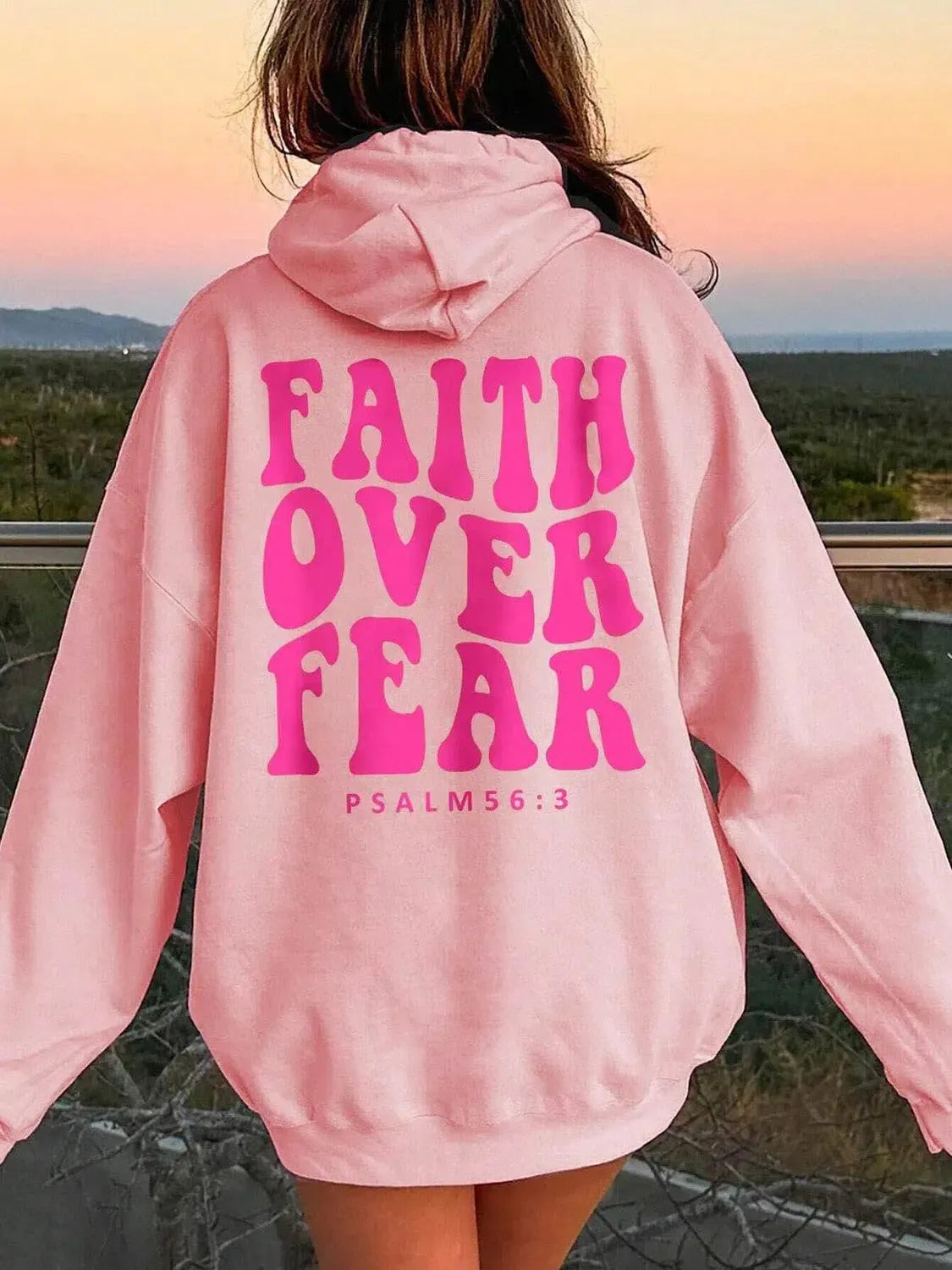 Empower Your Style: Faith Over Fear Dropped Shoulder Hoodie-Sweat Shirts and Hoodies-Evelyns Fashion