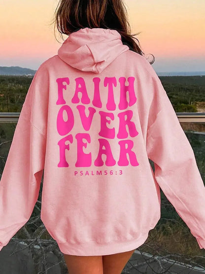 Empower Your Style: Faith Over Fear Dropped Shoulder Hoodie-Sweat Shirts and Hoodies-Evelyns Fashion