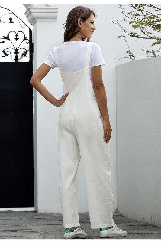 Fashion White Jumpsuit-Jumpsuits-Evelyns Fashion