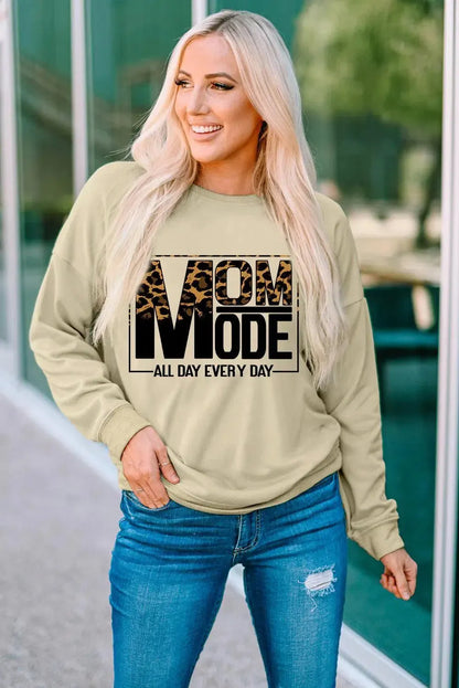 Fierce & Cozy: Letter Graphic Leopard Dropped Shoulder Sweatshirt-Sweat Shirts and Hoodies-Evelyns Fashion