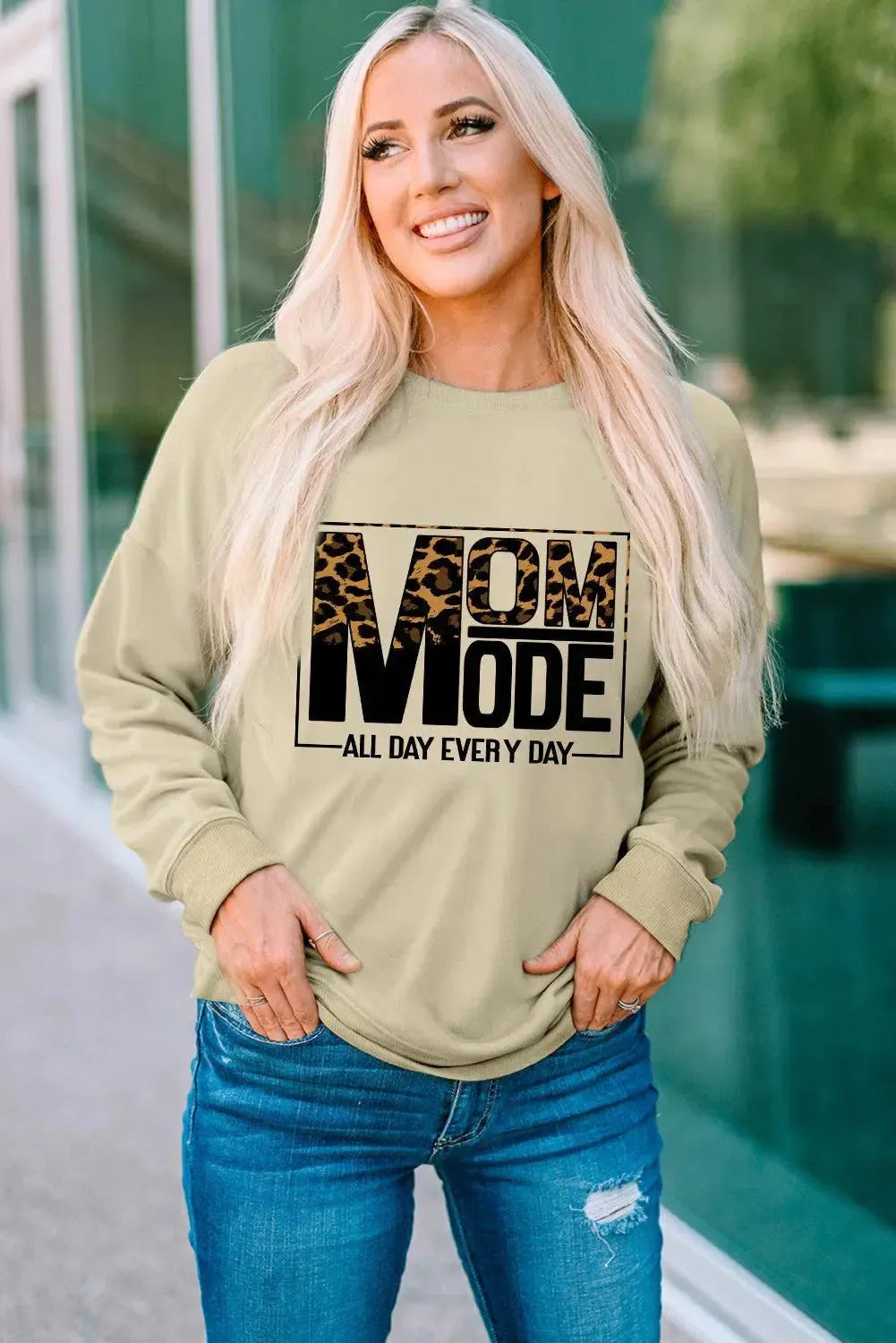 Fierce & Cozy: Letter Graphic Leopard Dropped Shoulder Sweatshirt-Sweat Shirts and Hoodies-Evelyns Fashion