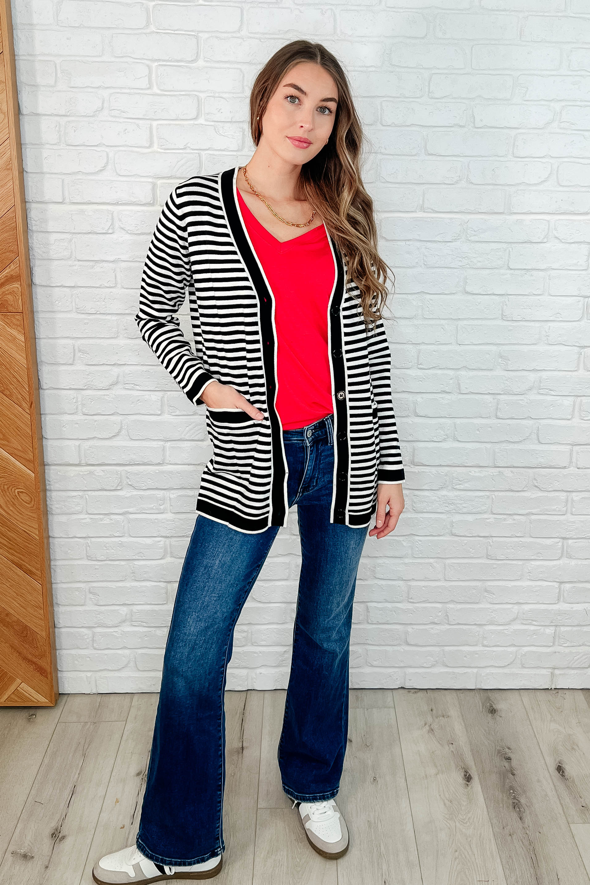 Finagle Your Way Striped Cardigan-Womens-Evelyns Fashion