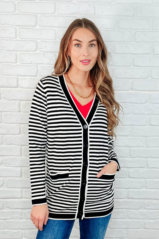 Finagle Your Way Striped Cardigan-Womens-Evelyns Fashion