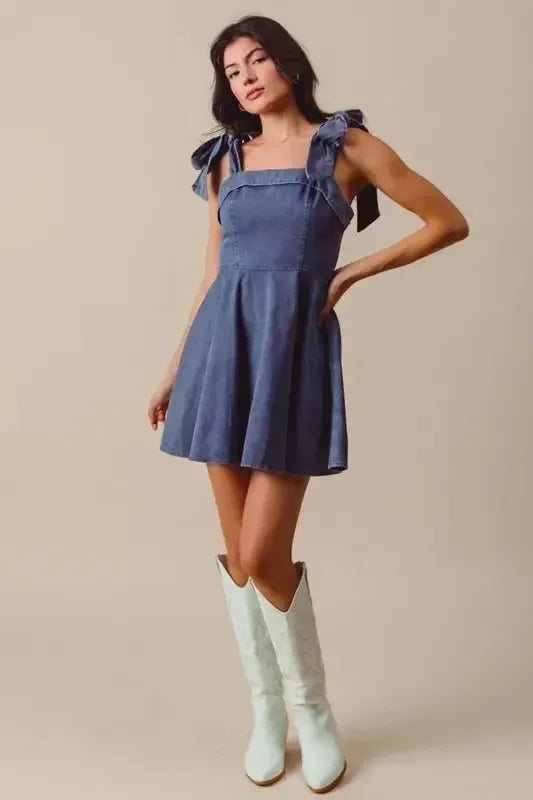 Fit and Flare Washed Gameday Dress-Apparel & Accessories-Evelyns Fashion