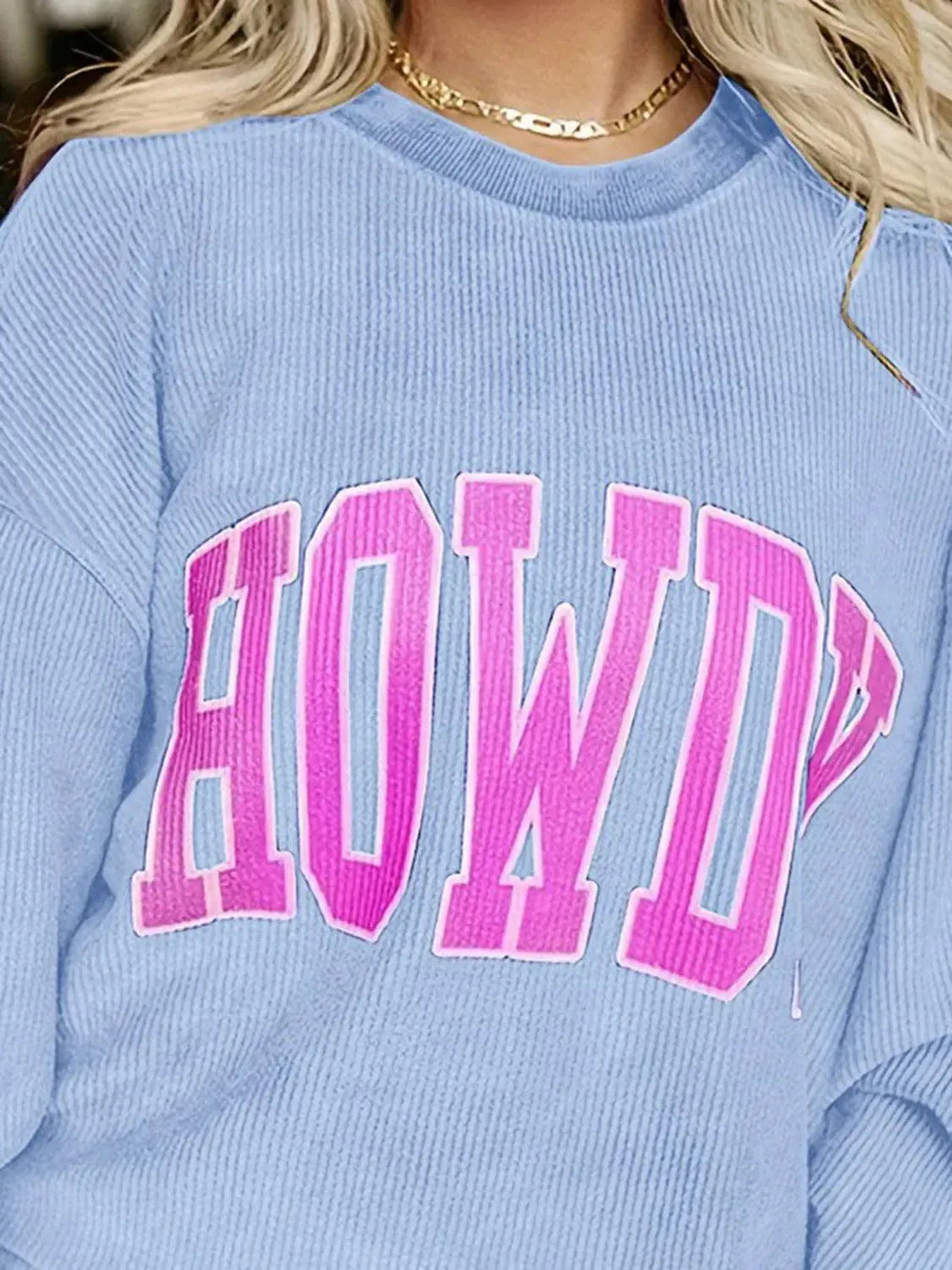 Fun & Cozy: Full-Size HOWDY Graphic Sweatshirt-Sweat Shirts and Hoodies-Evelyns Fashion