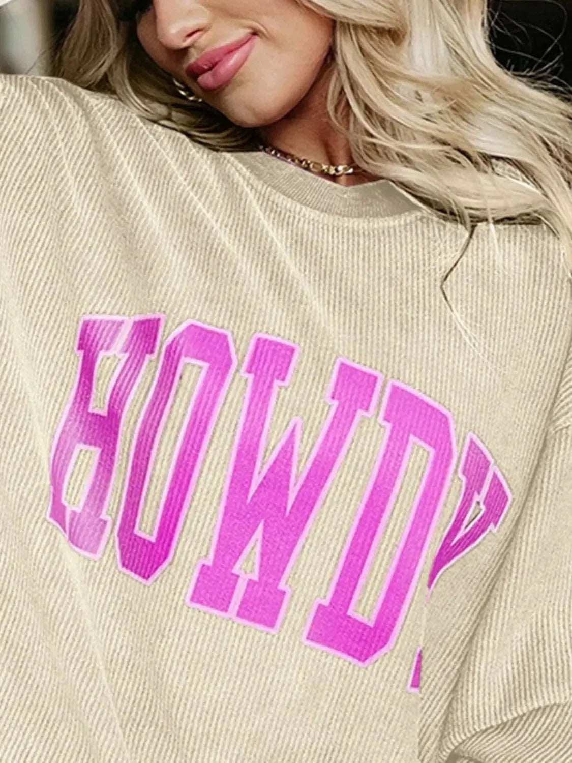 Fun & Cozy: Full-Size HOWDY Graphic Sweatshirt-Sweat Shirts and Hoodies-Evelyns Fashion