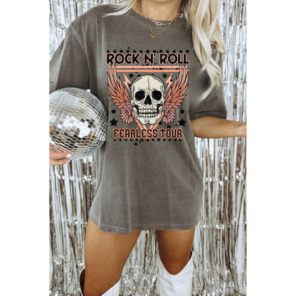 Gray Graphic Tee- Fearless Tour-Womens-Evelyns Fashion