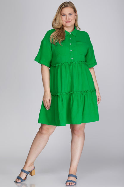 Green Mini Dress-Dress-Evelyns Fashion