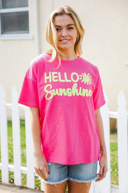 Hello Sunshine French Terry Pullover-Short Sleeve Tee-Evelyns Fashion