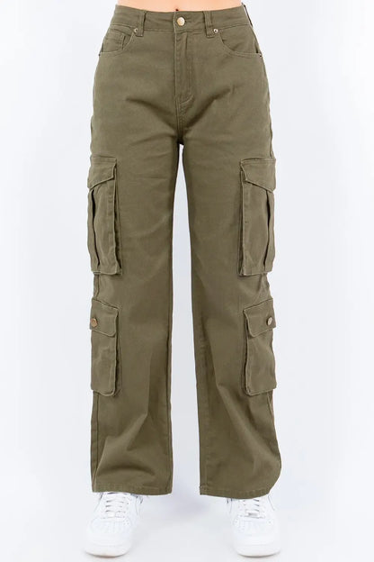 High Rise Cargo Pants-pants-Evelyns Fashion