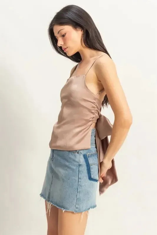 HYFVE Satin Tie Back Cami – Sleek, Flirty & Lightweight-Apparel & Accessories-Evelyns Fashion