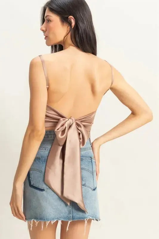 HYFVE Satin Tie Back Cami – Sleek, Flirty & Lightweight-Apparel & Accessories-Evelyns Fashion