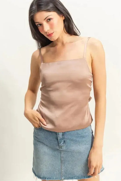 HYFVE Satin Tie Back Cami – Sleek, Flirty & Lightweight-Apparel & Accessories-Evelyns Fashion