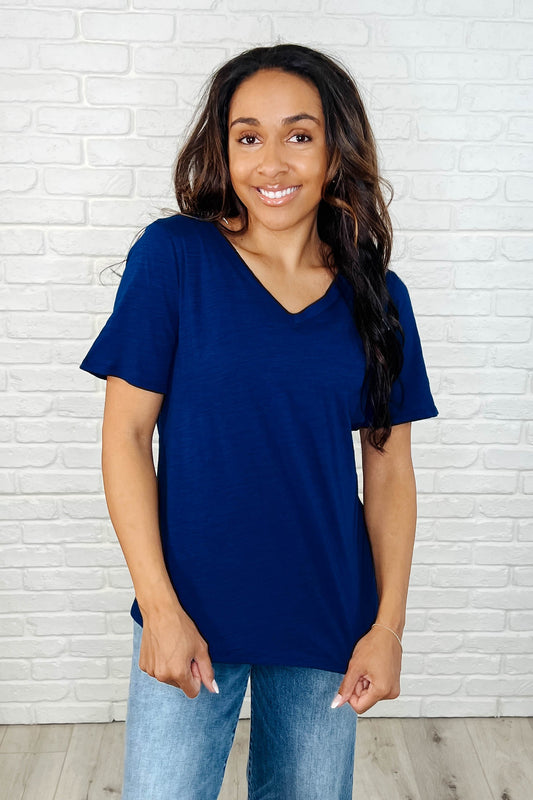 I Don't Have to Choose V-Neck Tee in Navy-Womens-Evelyns Fashion