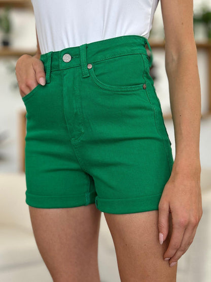 Judy Blue Tummy Control Denim Shorts-casual shorts-Evelyns Fashion