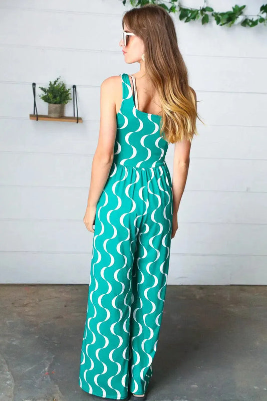 Kelly Green Wave Jumpsuit – Bold Color, Elegant Flow-jumpsuits-Evelyns Fashion