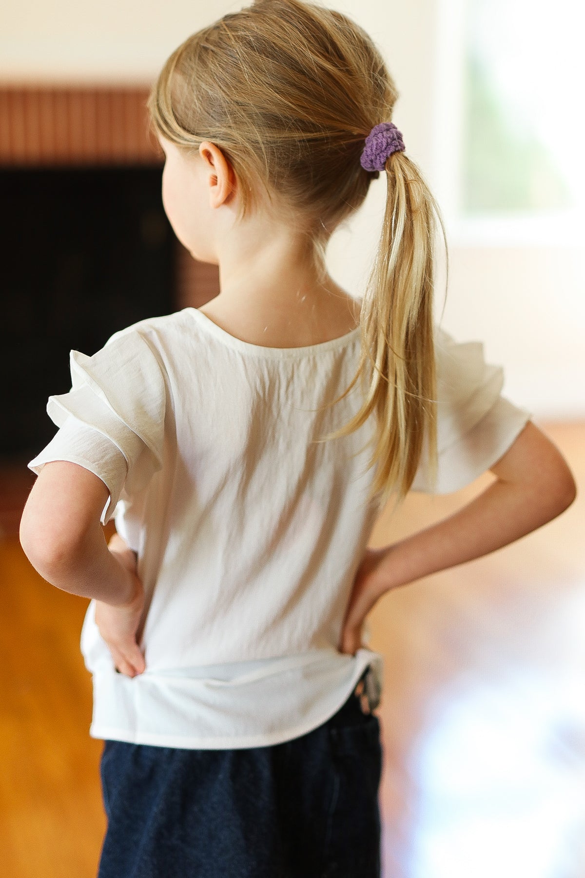 Kids Lovable Linen Feel V Neck Ruffle Sleeve Top-2024 Blow-Out Sale-Evelyns Fashion