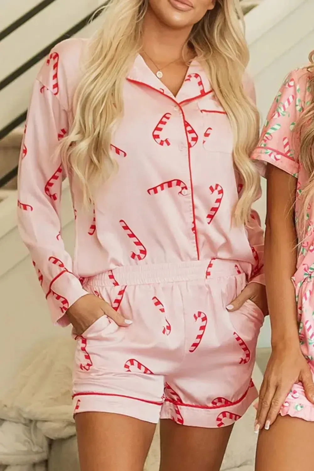 Long Sleeve Top and Shorts Lounge Set-Loungewear-Evelyns Fashion