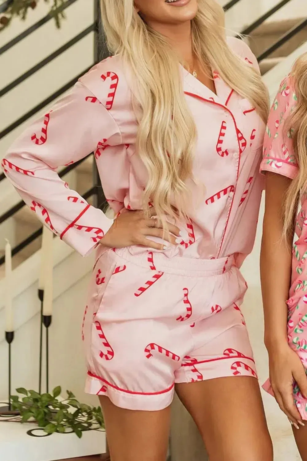 Long Sleeve Top and Shorts Lounge Set-Loungewear-Evelyns Fashion