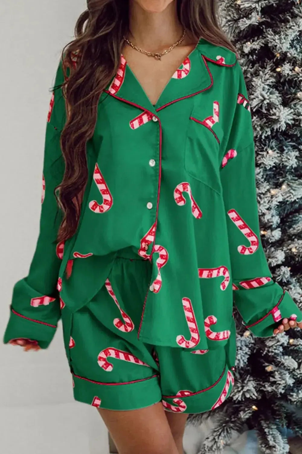 Long Sleeve Top and Shorts Lounge Set-Loungewear-Evelyns Fashion