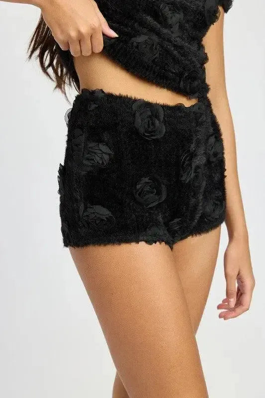 Make a Statement: 3D Rosette Mini Shorts for a Fashion-Forward Look-Apparel & Accessories-Evelyns Fashion