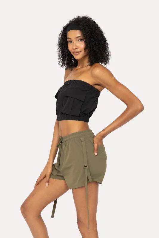 MONO B Cargochic Ripstop Tube Top-Apparel & Accessories-Evelyns Fashion