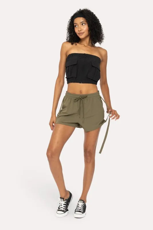 MONO B Cargochic Ripstop Tube Top-Apparel & Accessories-Evelyns Fashion