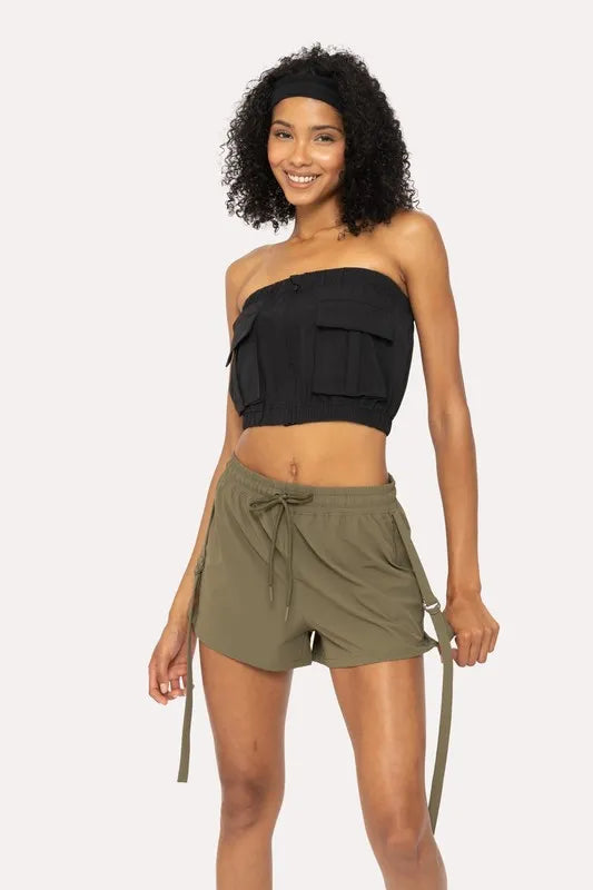 MONO B Cargochic Ripstop Tube Top-Apparel & Accessories-Evelyns Fashion