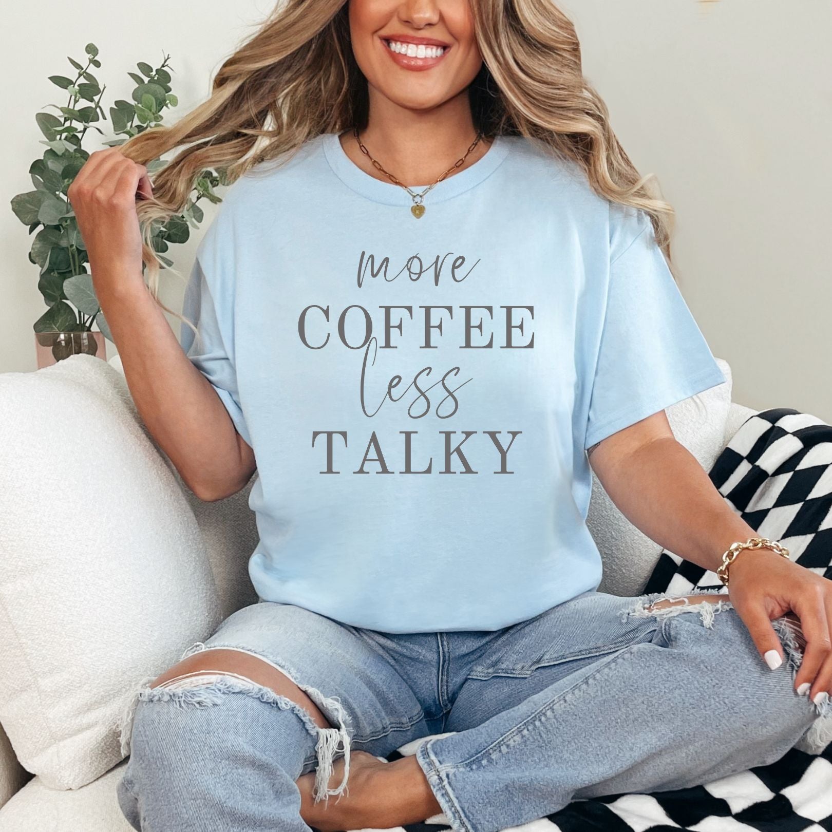 More Coffee Less Talky Graphic Tee – Bold, Fun & Comfy-graphic tees-Evelyns Fashion