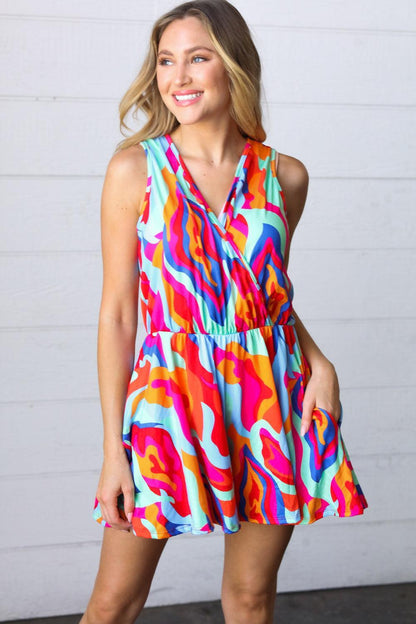 Multicolor Abstract Romper-Rompers-Evelyns Fashion