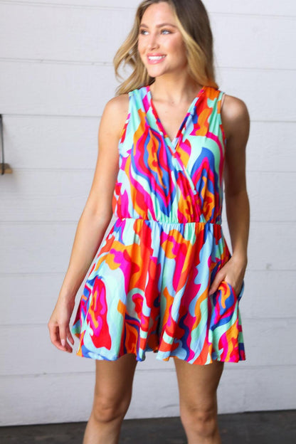 Multicolor Abstract Romper-Rompers-Evelyns Fashion