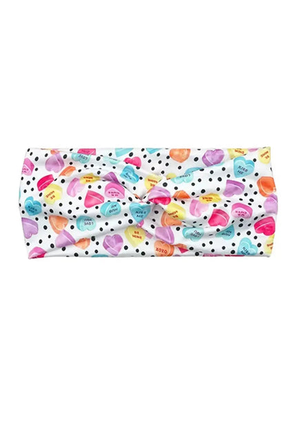 Multicolor Polka Dot & Heart Candy Twist Headband-accessor-Evelyns Fashion