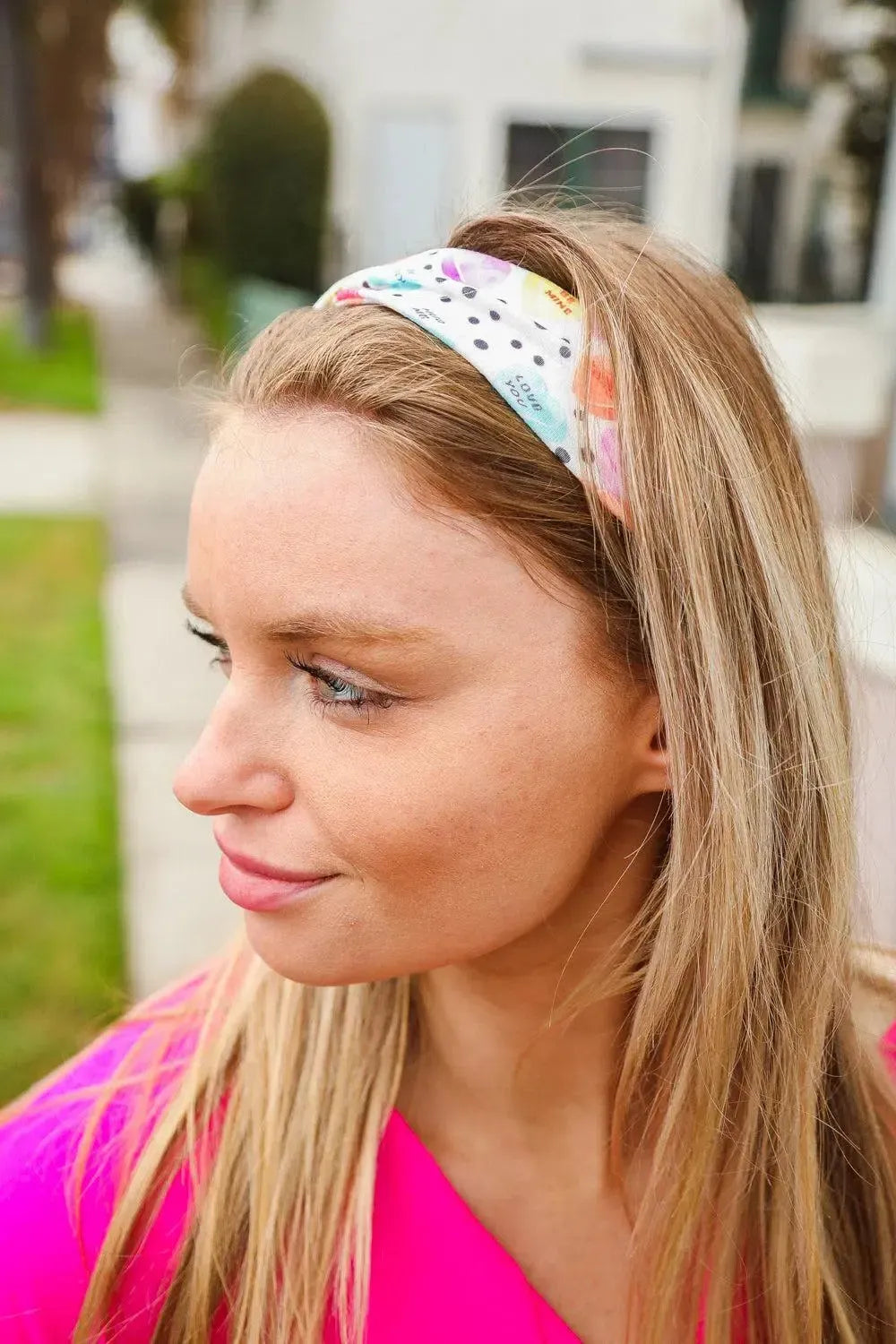 Multicolor Polka Dot & Heart Candy Twist Headband-accessor-Evelyns Fashion