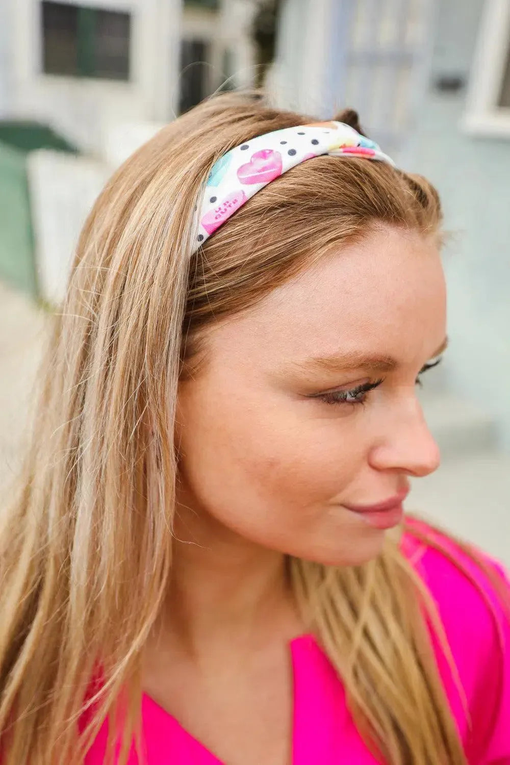 Multicolor Polka Dot & Heart Candy Twist Headband-accessor-Evelyns Fashion