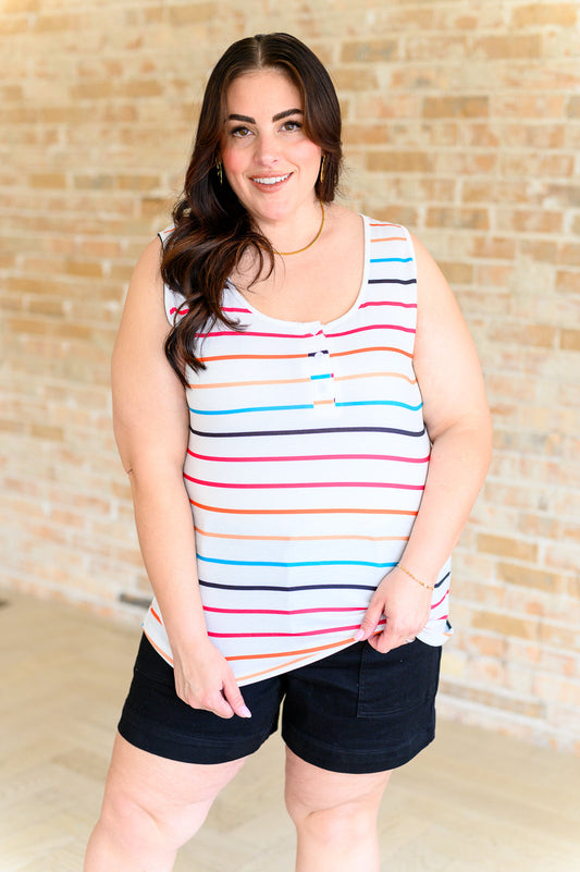 Need A Favor Colorful Henley Tank-Tops-Evelyns Fashion