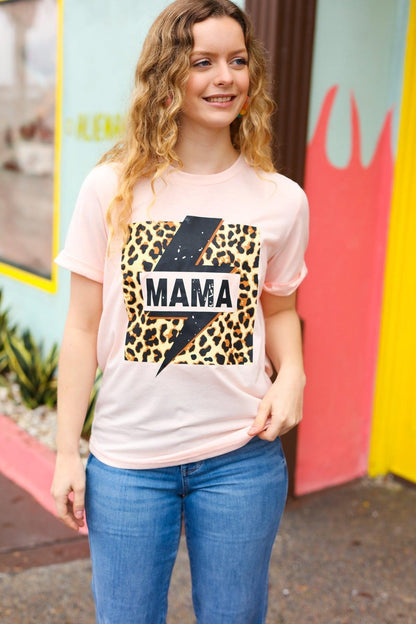 Peach "Mama" Graphic Tee-T-Shirts-Evelyns Fashion