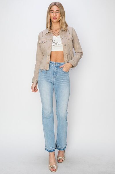 Plus Size Women's Denim Jacket-Evelyns Fashion