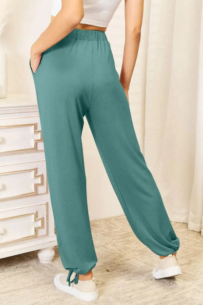 Relaxed Comfort: Drawstring Waist Pants with Pockets-Apparel & Accessories-Evelyns Fashion