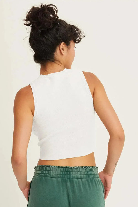 Ribbed Knit Cropped Tanks-Tank Tops-Evelyns Fashion