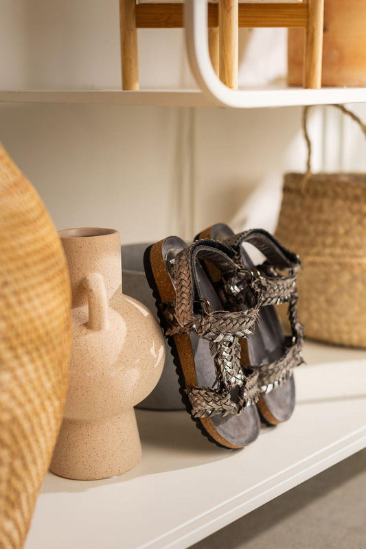 River Dance Woven Sandal – Pewter, Sleek & Summer-Ready-Shoes-Evelyns Fashion