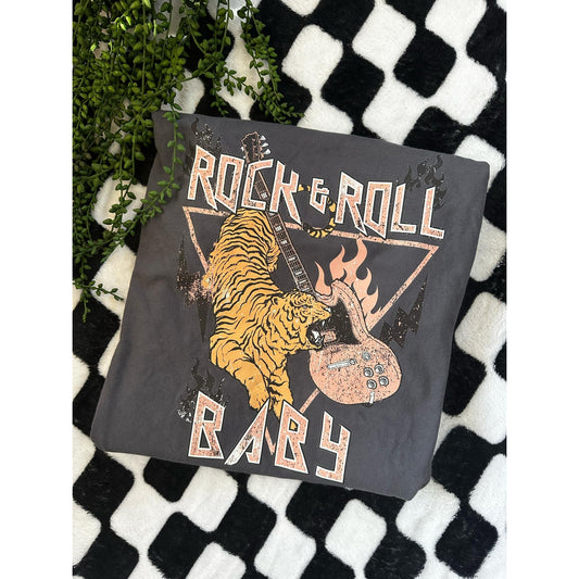 Rock & Roll Baby Graphic Tee-Womens-Evelyns Fashion
