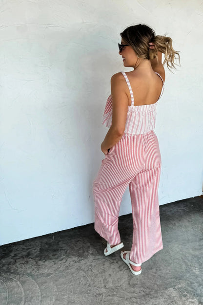 Seersucker Pant Set-Womens-Evelyns Fashion